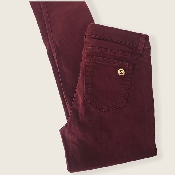 Michael Kors Burgundy Skinny Jeans Pants. Size 2 - Picture 2 of 11